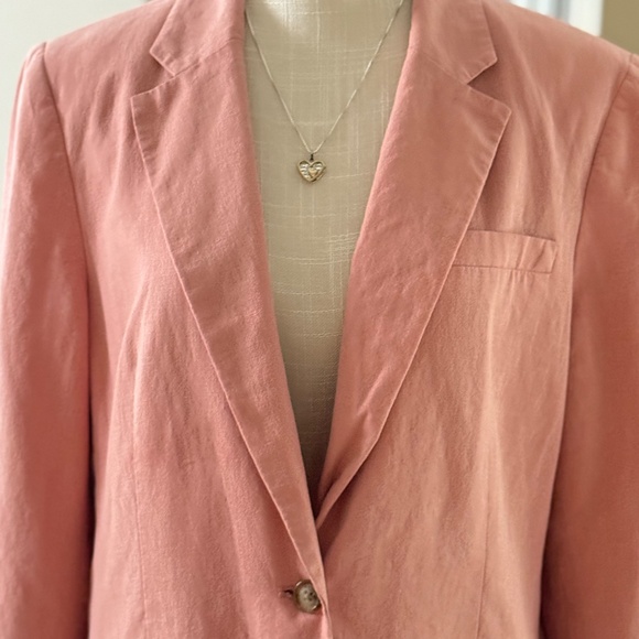 Women's Orvis Pink Linen Blend Blazer, Fully Lined, Size 14 - Picture 2 of 11